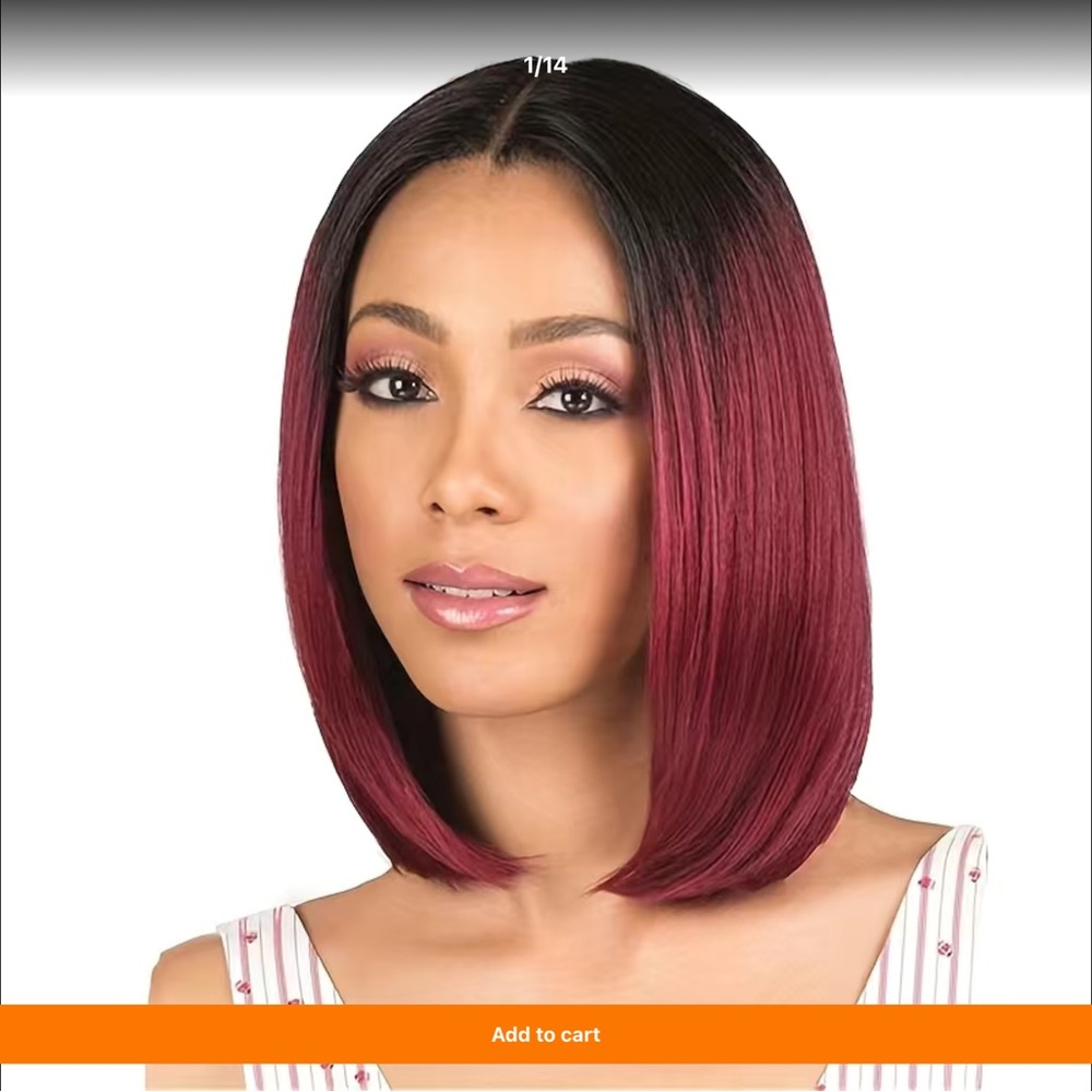 Beautiful Black & Red Wine Wig shoulder length